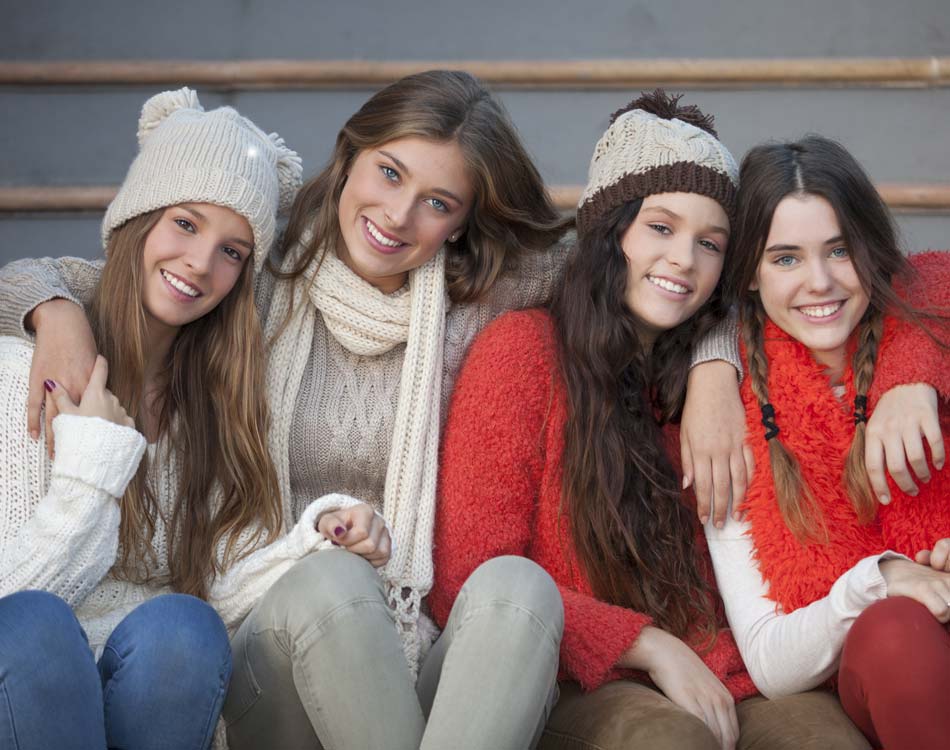 happy fashionable teens